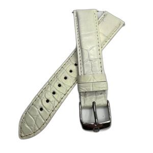 Michele 18mm White Alligator Leather Replacement Band Strap EUC